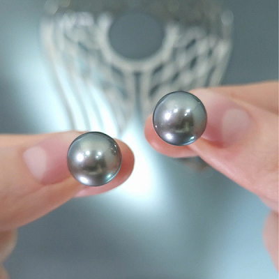 Серьги пусеты с жемчугом Таити