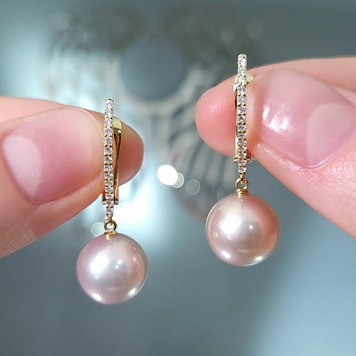 Серьги с пресноводным жемчугом и бриллиантами