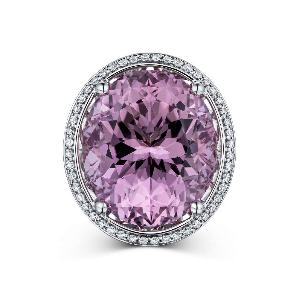 Кольцо с лавандовым бериллом и бриллиантами картинка 2