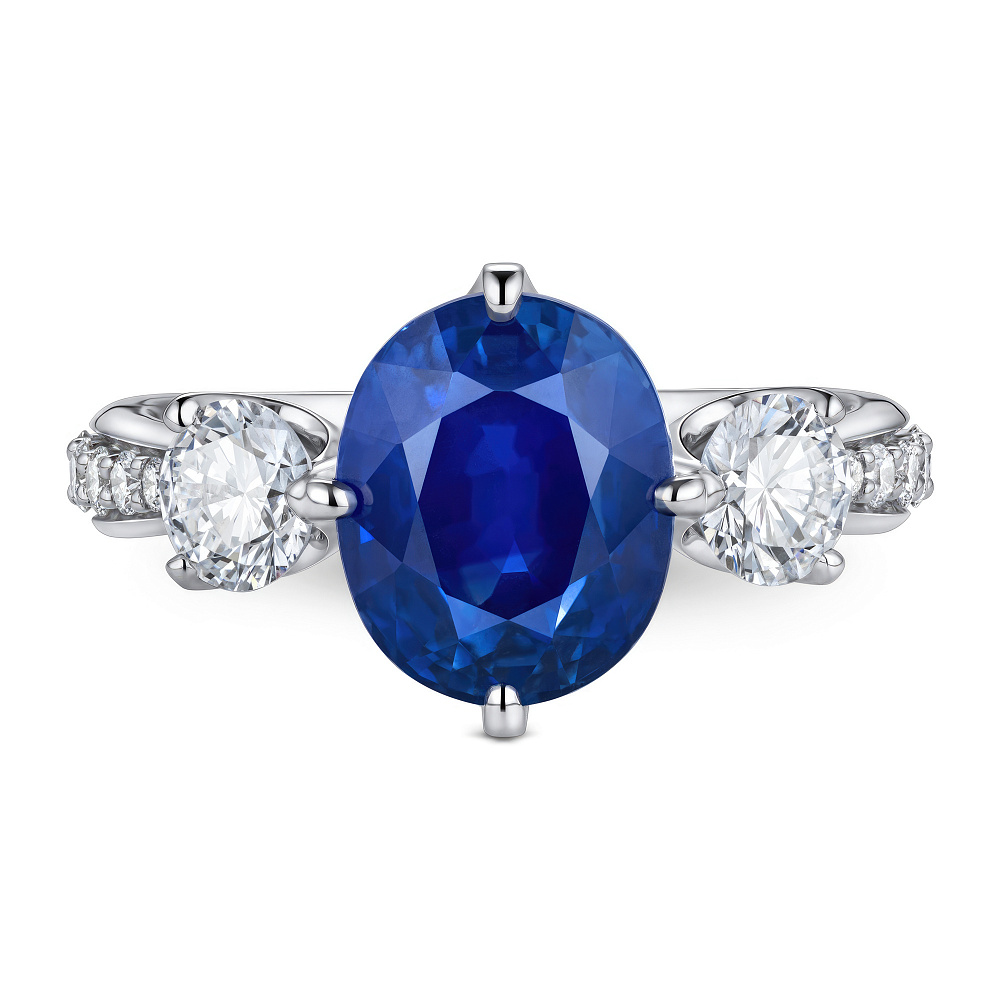 Кольцо с синим сапфиром Royal Blue и бриллиантами картинка 1