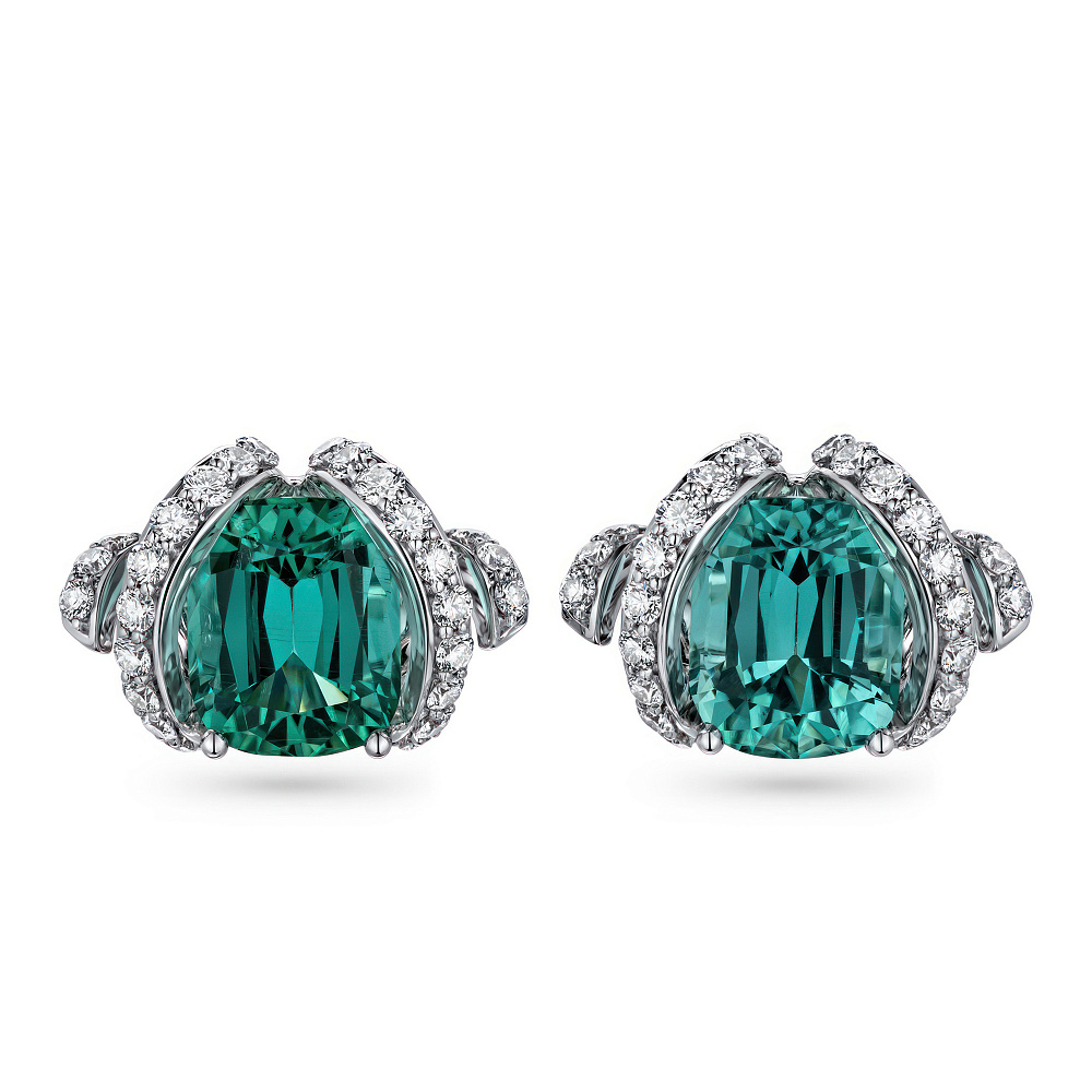 Серьги с турмалинами Lagoon и бриллиантами картинка 1