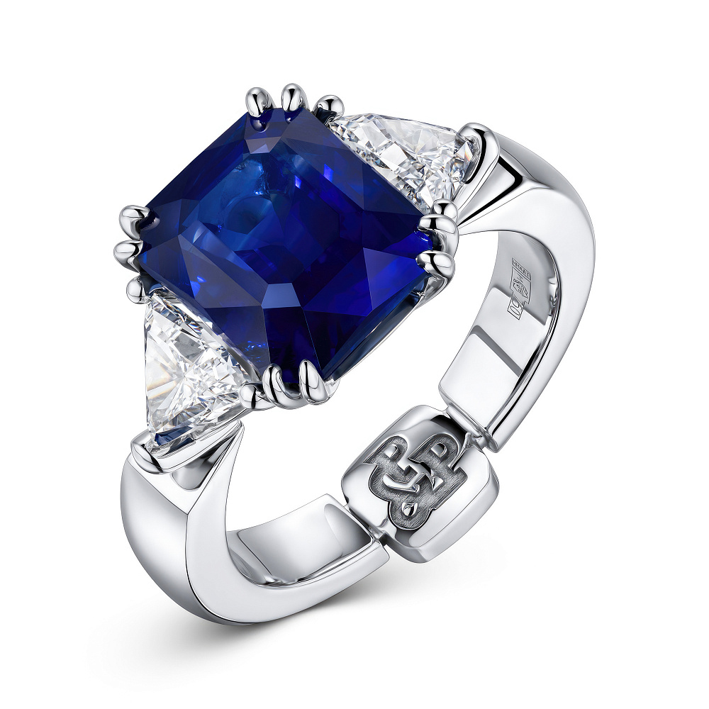 Кольцо с сапфиром Royal Blue и бриллиантами картинка 2