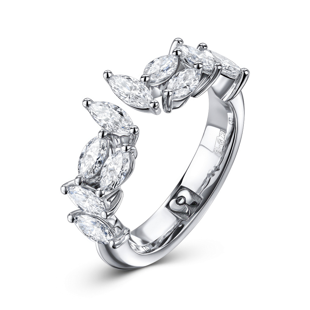 Кольцо с бриллиантами огранки «маркиз» картинка 1