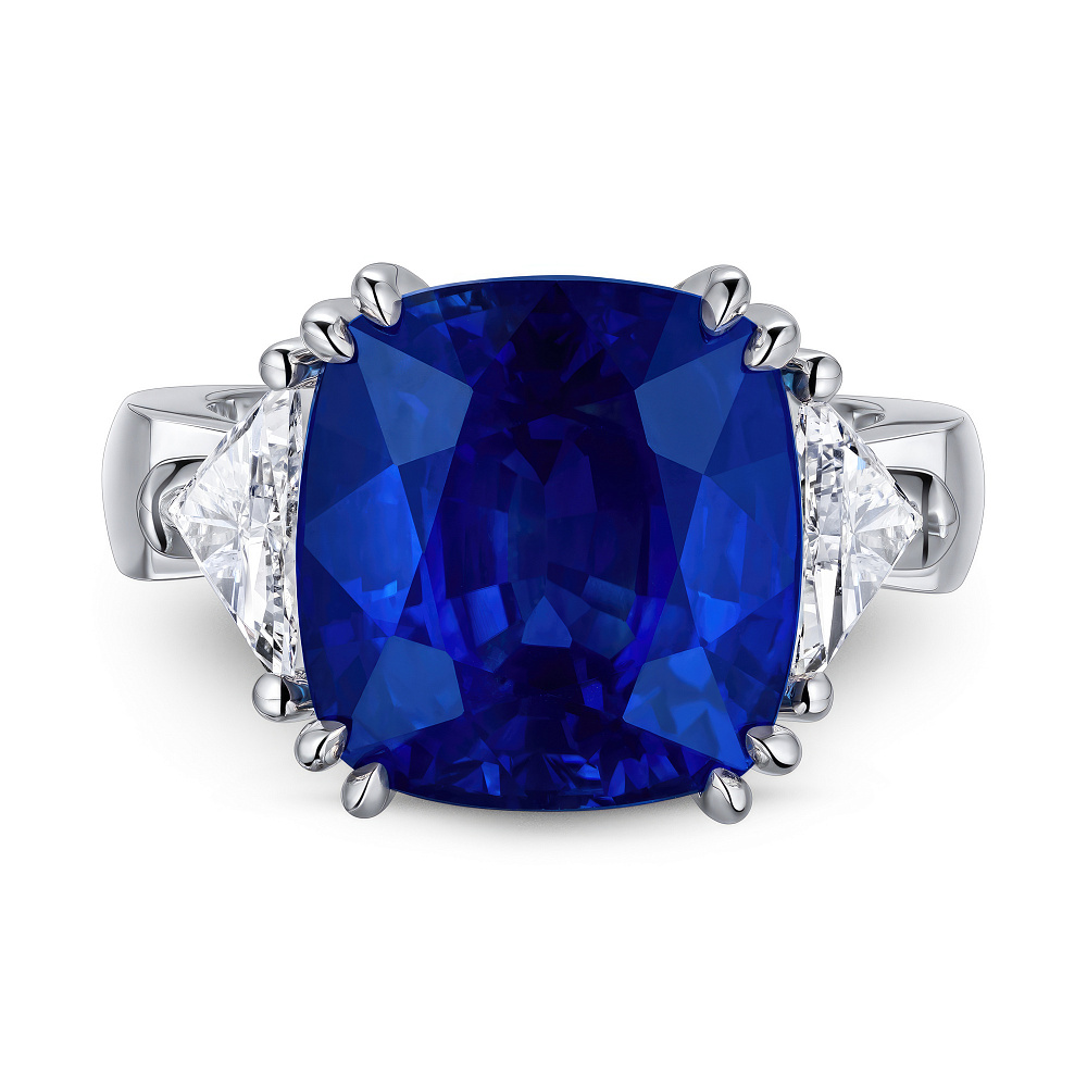 Кольцо с сапфиром Royal Blue и бриллиантами картинка 1