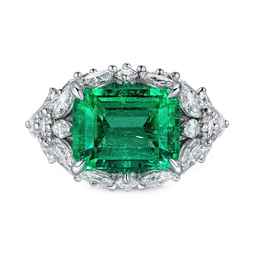 Кольцо с изумрудом и бриллиантами картинка 2