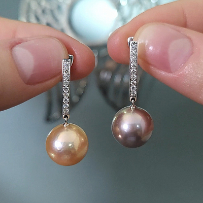 Серьги с пресноводным жемчугом и бриллиантами